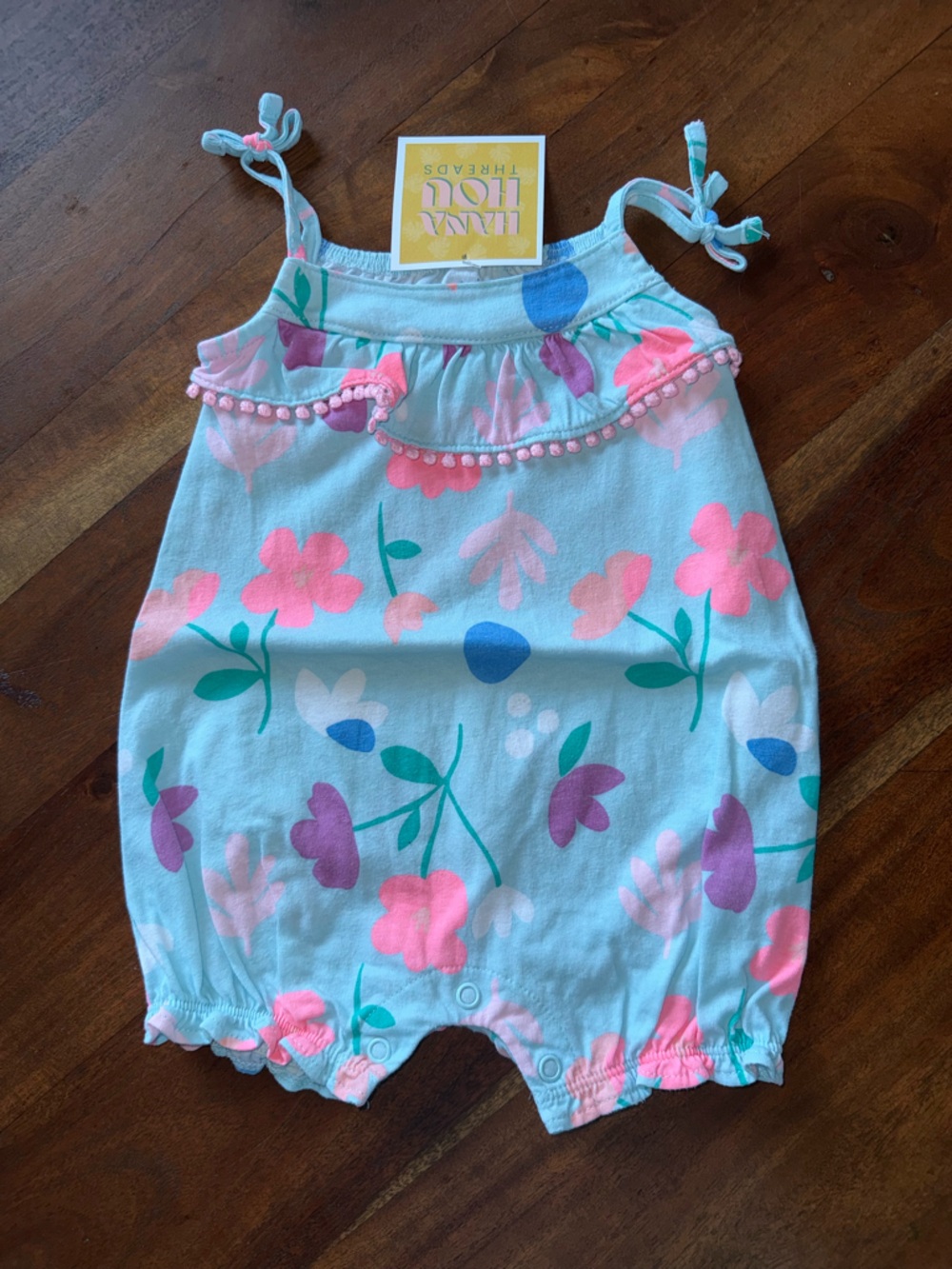 Carter's Light Blue Floral Sleeper with Pink Accents